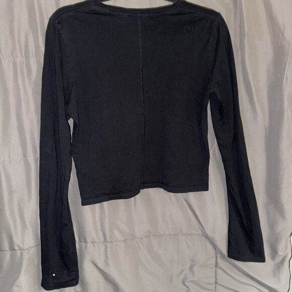 Theory T-Shirt Top Women's Medium Round Neck Long Sleeves Basic Black 97% Cotton - Picture 4 of 12